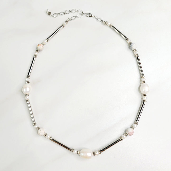 Iclyn Silvery Necklace with Vintage and Natural Elements