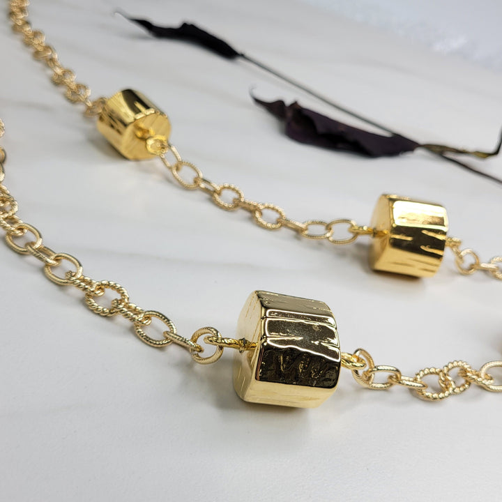 Ignite Chain Belt - Handmade Gold Plated Chain and Vintage Timber Charms - Belt or Necklace