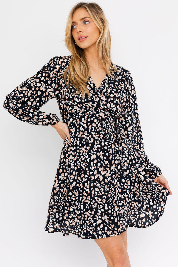 It's A Wrap Abstract Print Dress