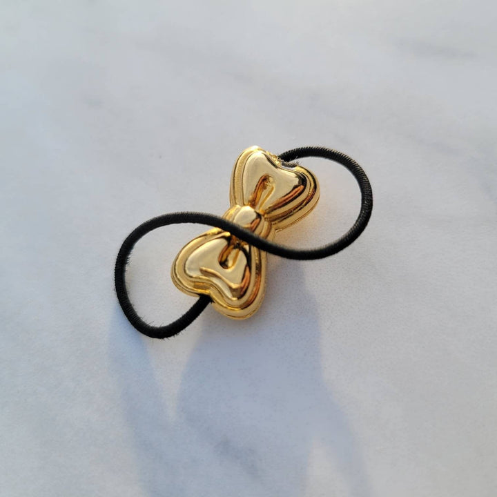 Italian Vintage Mini Gold Bow Hair Ties (Set of Two)