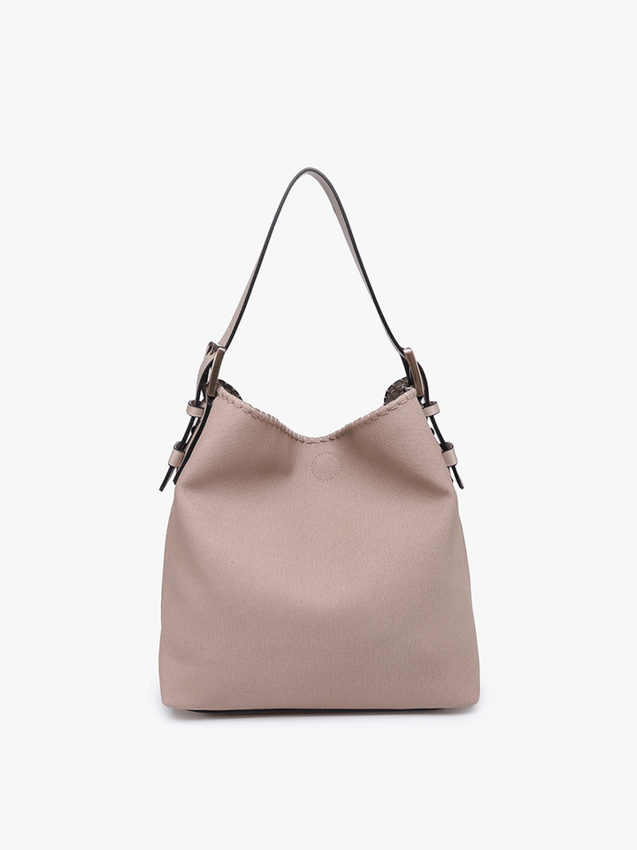Jen & Co Vegan Leather Handbag with Adjustable Strap and Stitching Detail