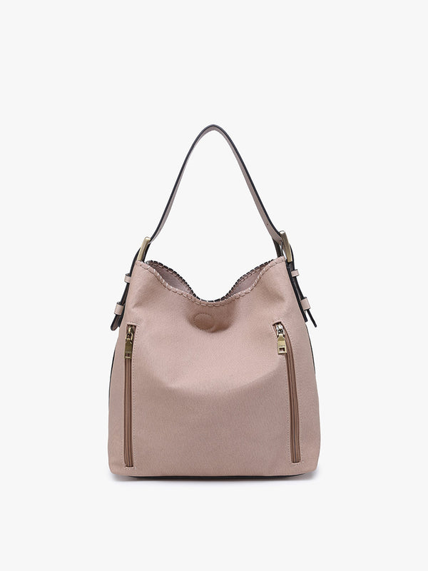 Jen & Co Vegan Leather Handbag with Adjustable Strap and Stitching Detail