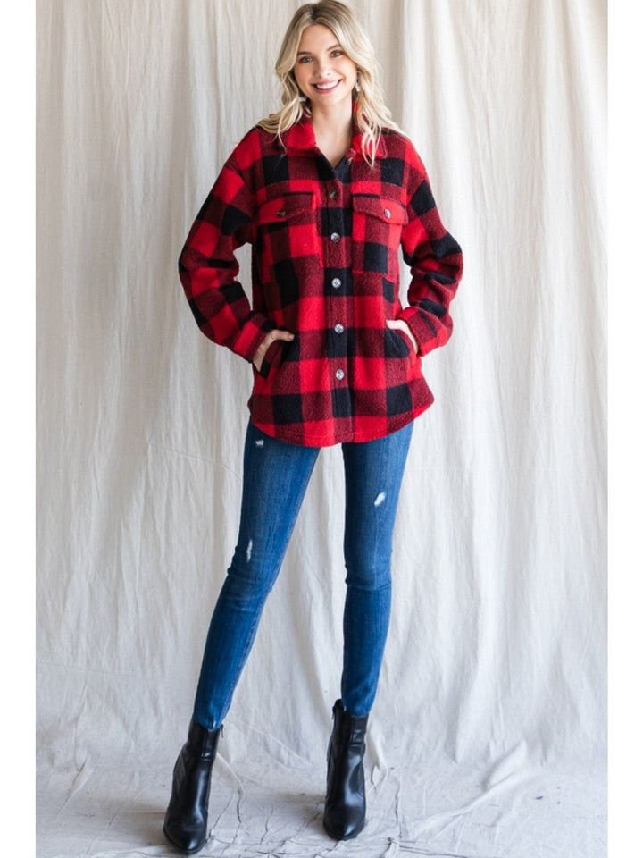 Jodifl Checkered Jacket with a Collared Neckline, Chest Pockets, Side Pockets, and Long Sleeves