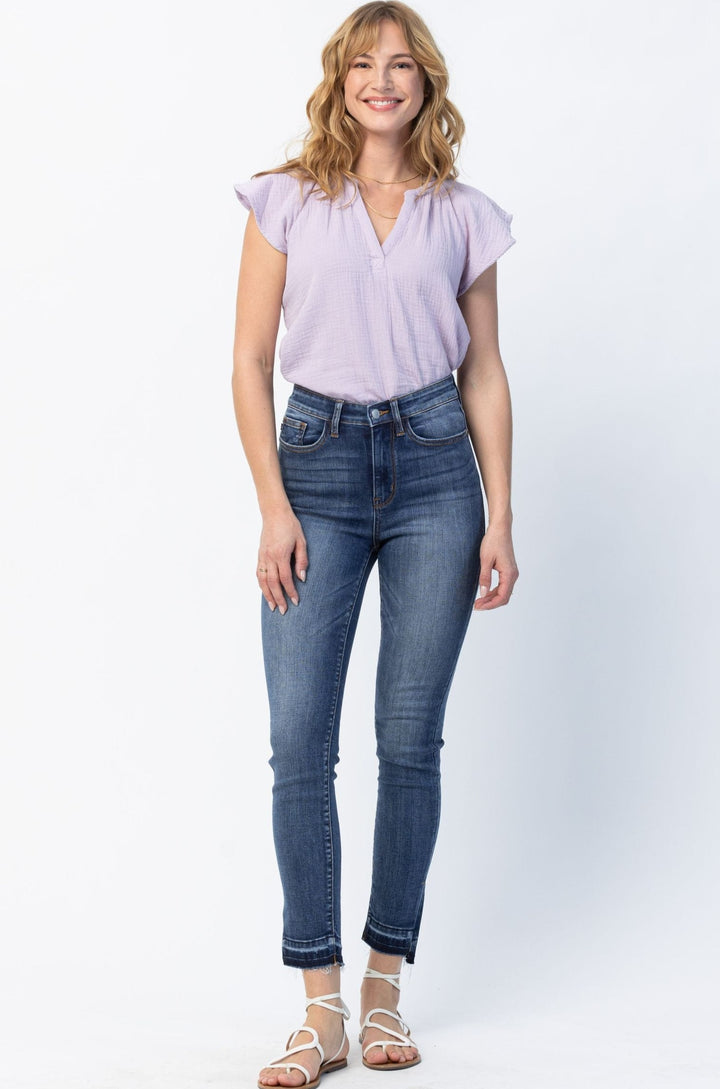 Judy Blue High Waist Skinny With Side Slit Released Hem