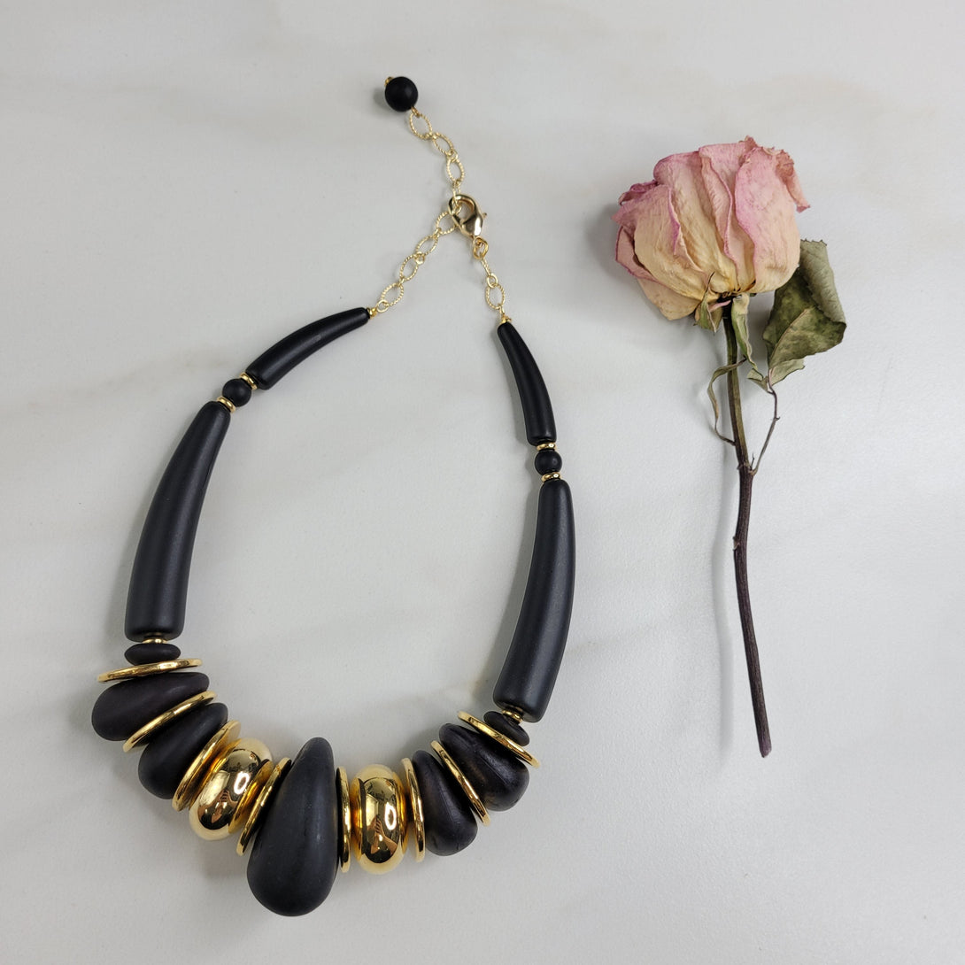 Keilani Vintage Lava Bead Handmade Necklace