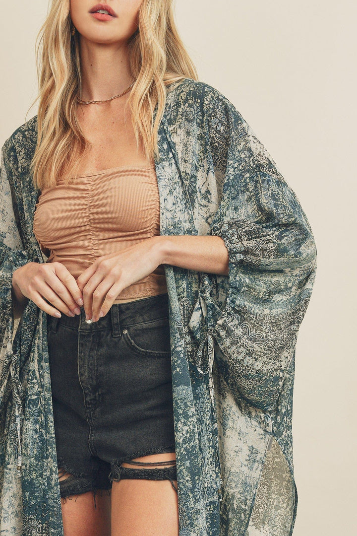 Kimono Woven with Bubble Sleeves