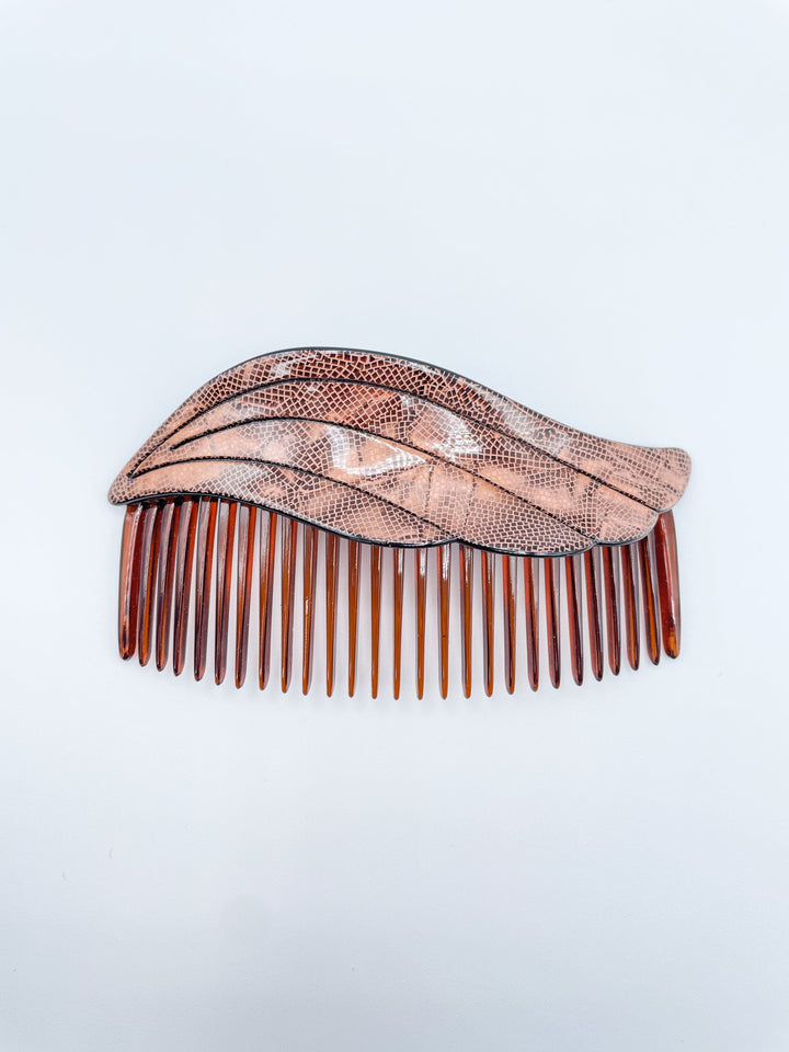 Large Vintage French Mosaic Wave Acrylic Women's Hair Comb