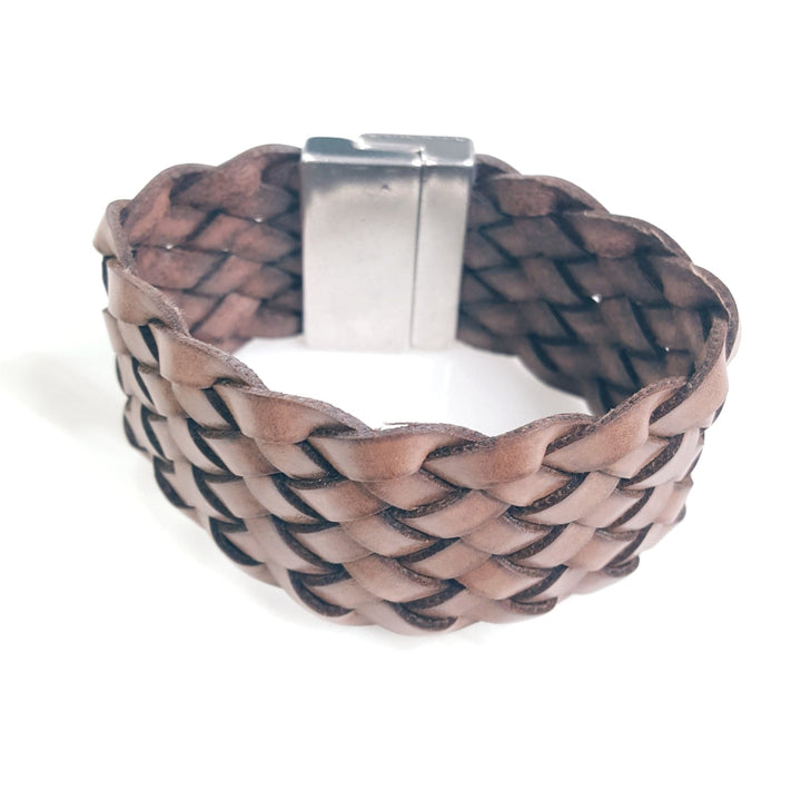 Large Woven Leather Cuff Bracelet