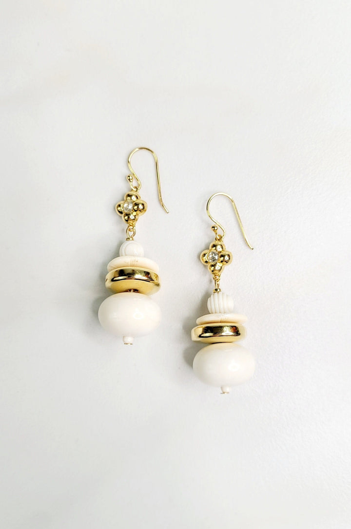 Latte Sparkle Earrings with Vintage and Jasper Gemstone Beads