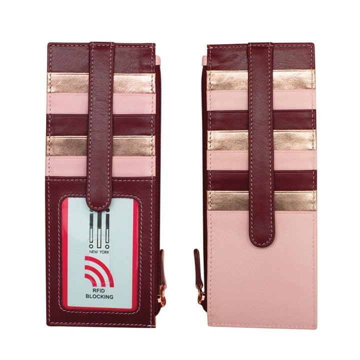 Leather Card Holder with zip pocket