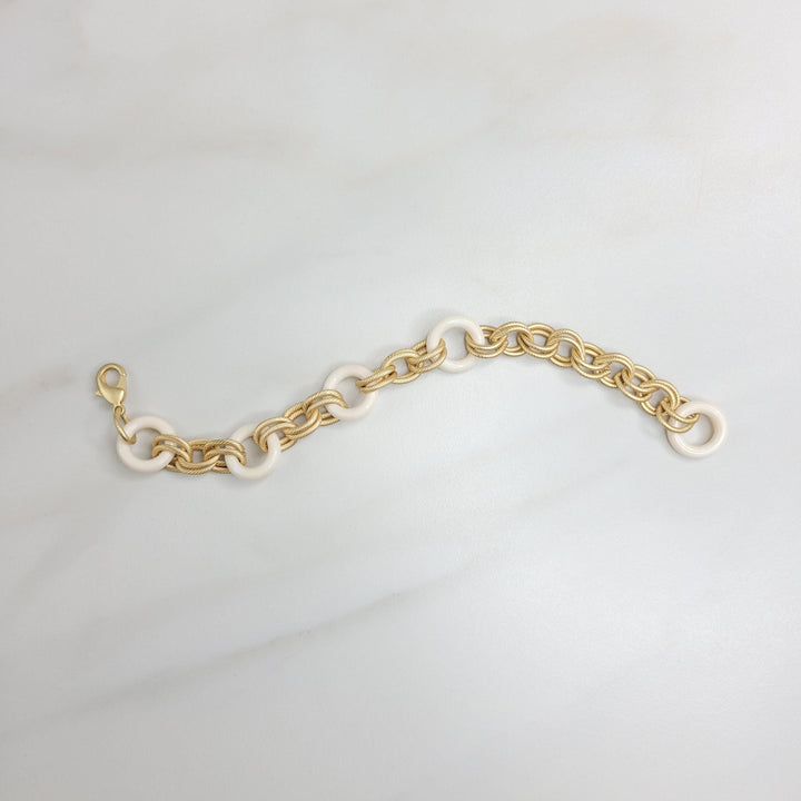 Leona Matte Gold Bracelet with Vintage Bakelite Rings