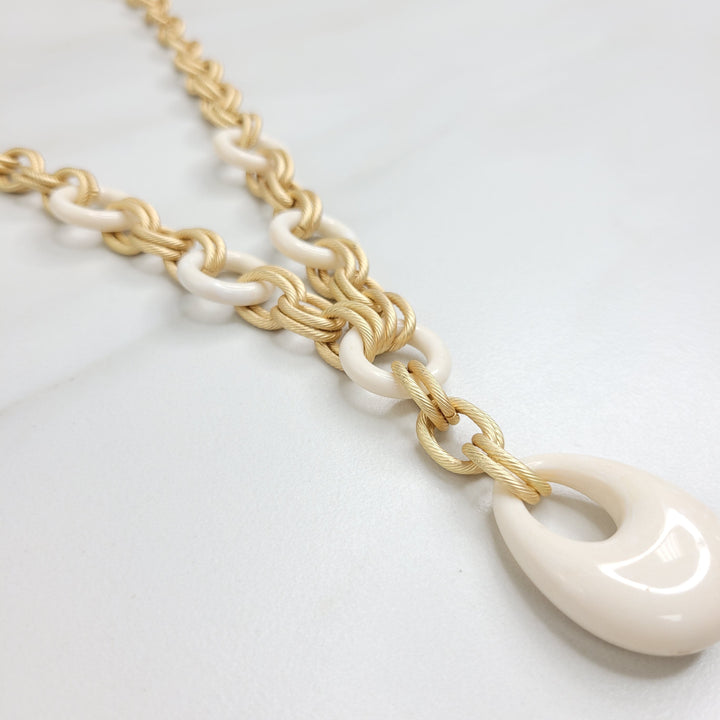 Leona Matte Gold Necklace with Vintage Pendant