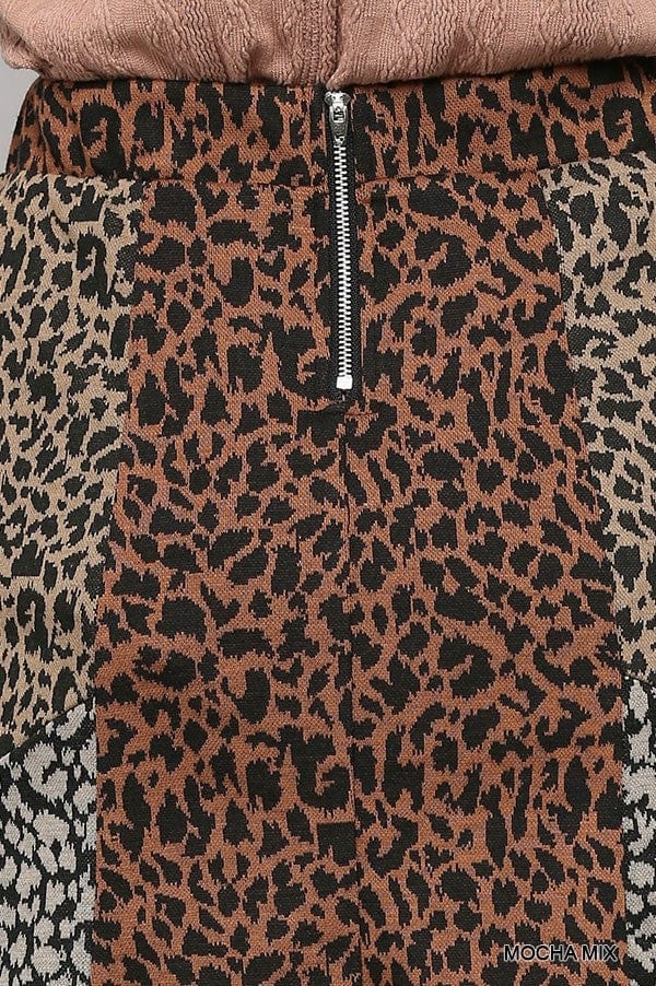 Leopard Knit Mixed Mini Skirt