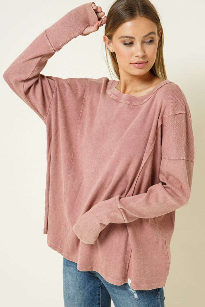 Let's Go For a Walk Mineral Washed Long Sleeve Top