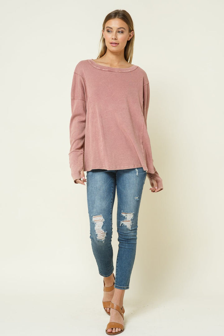 Let's Go For a Walk Mineral Washed Long Sleeve Top