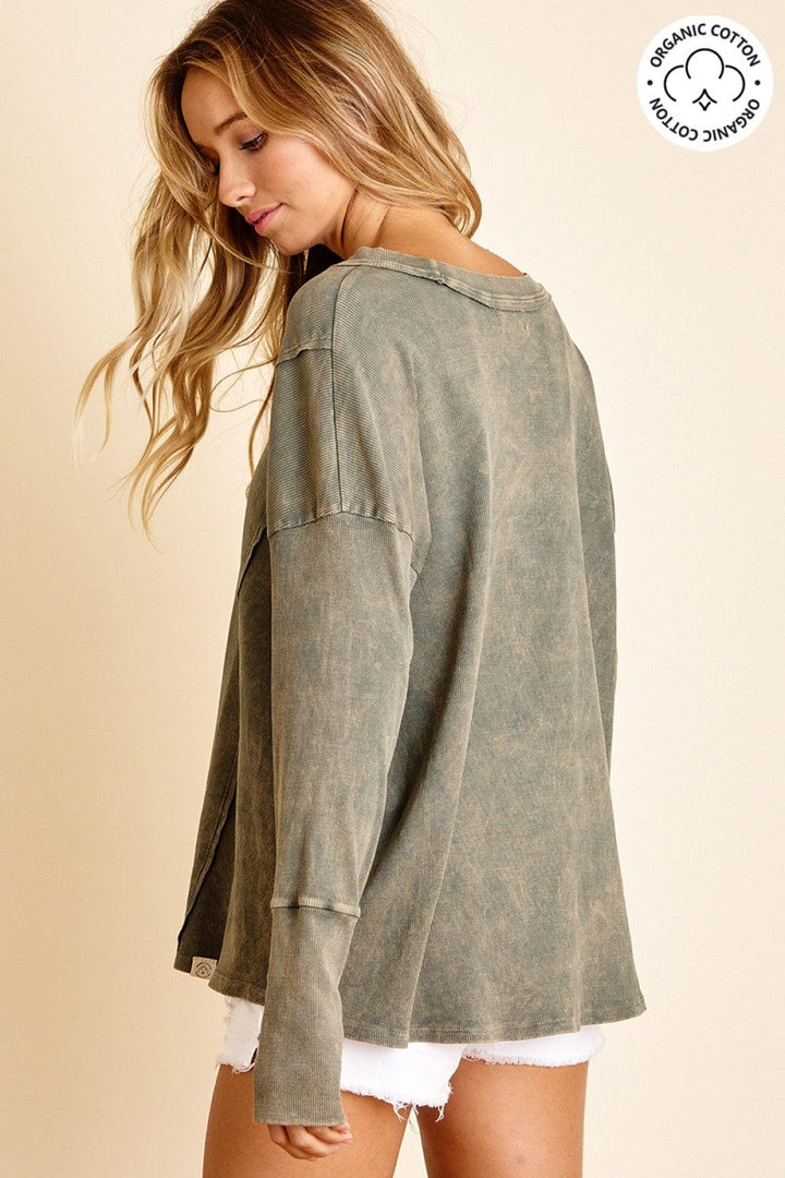 Let's Go For a Walk Mineral Washed Long Sleeve Top