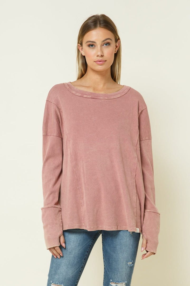 Let's Go For a Walk Mineral Washed Long Sleeve Top