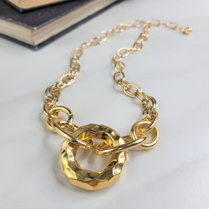 Levana Halo Necklace of Gleaming Gold Vintage Pendant