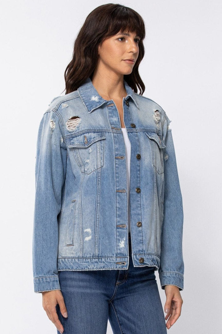 Light Denim Distressed Jacket