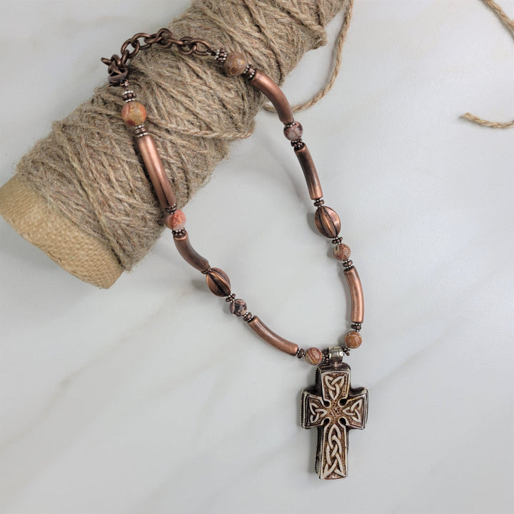 Liliva Bronze Necklace with Large Cross Pendant