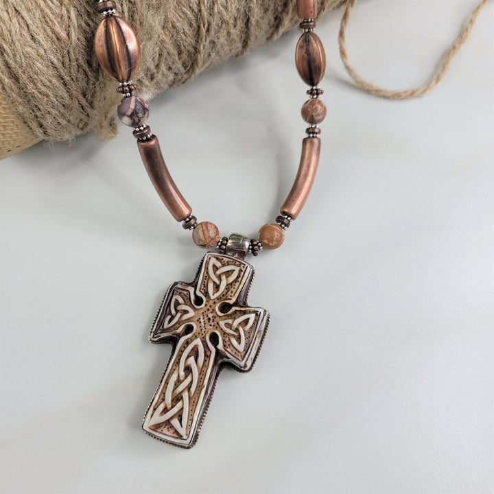 Liliva Bronze Necklace with Large Cross Pendant