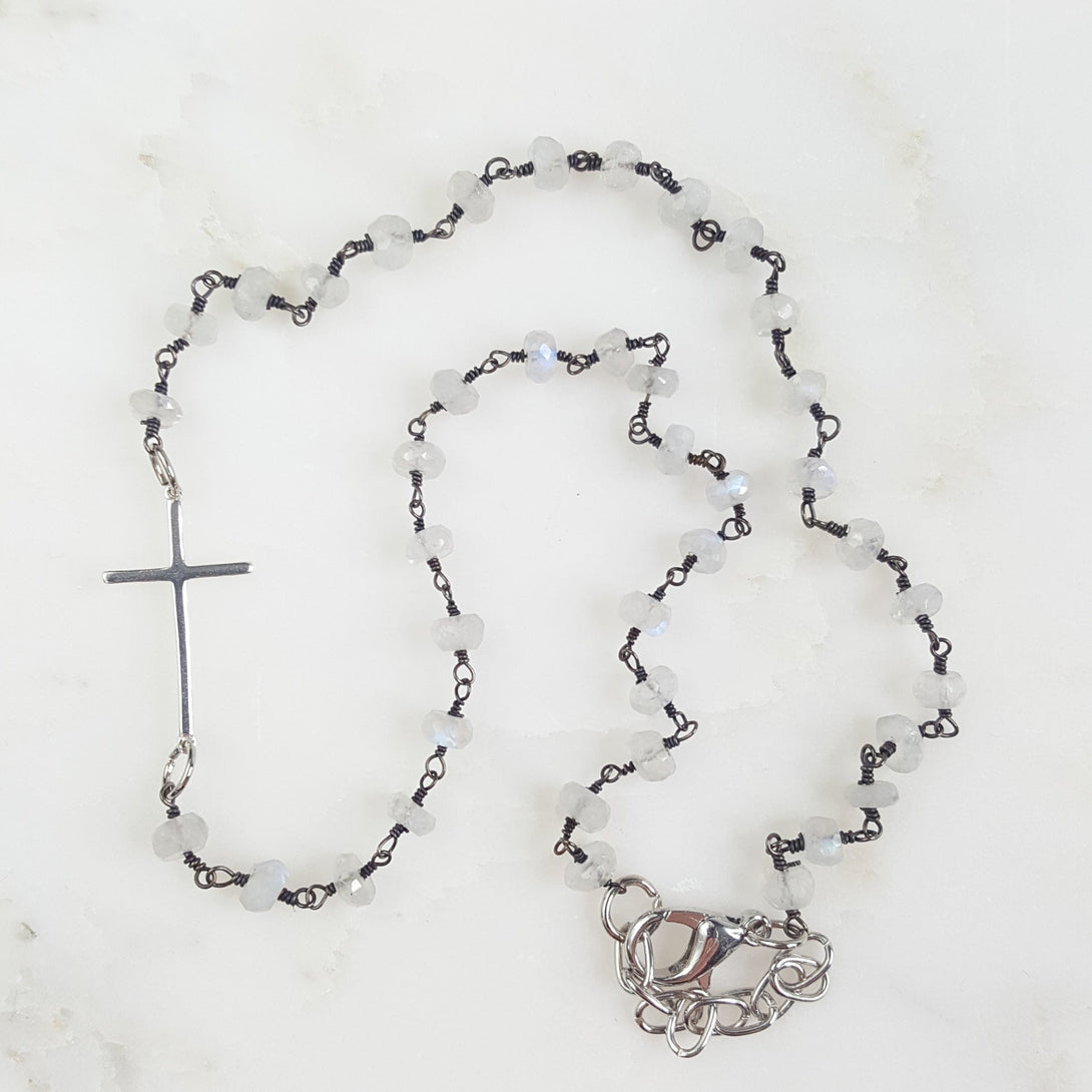 Moonstone Cross Necklace