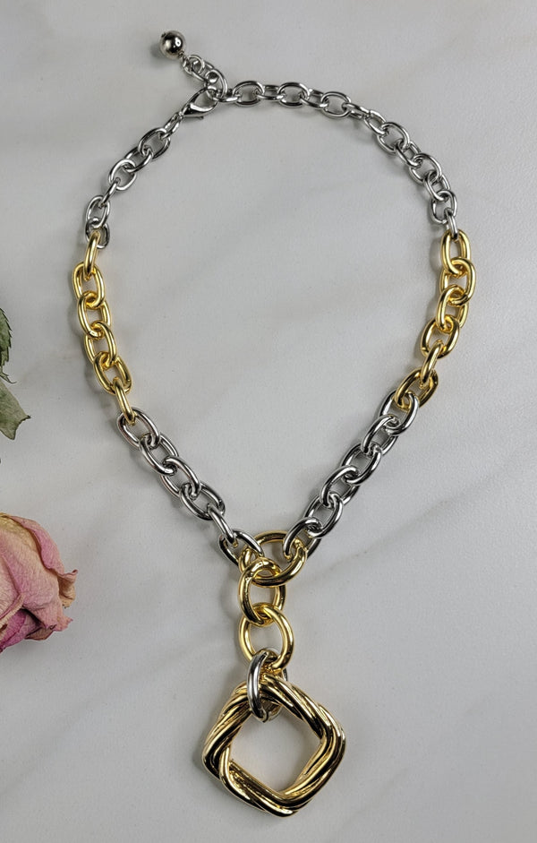 Moxie Bling Necklace with Vintage Centerpiece