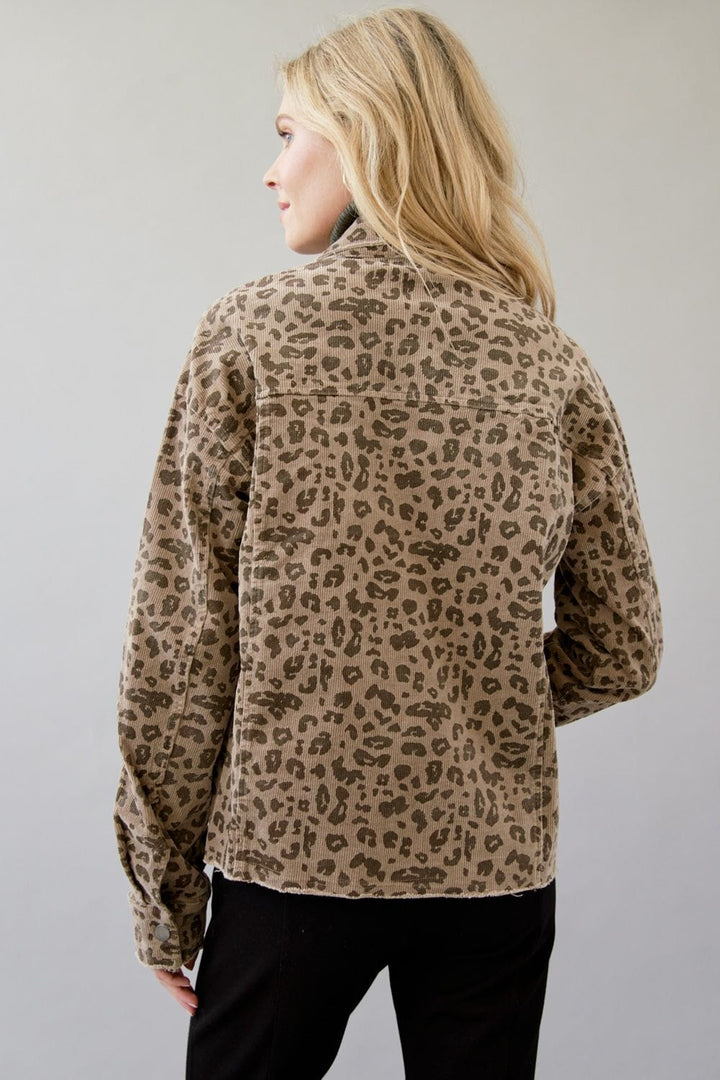 Mystree Washed Leopard Trucker Jacket