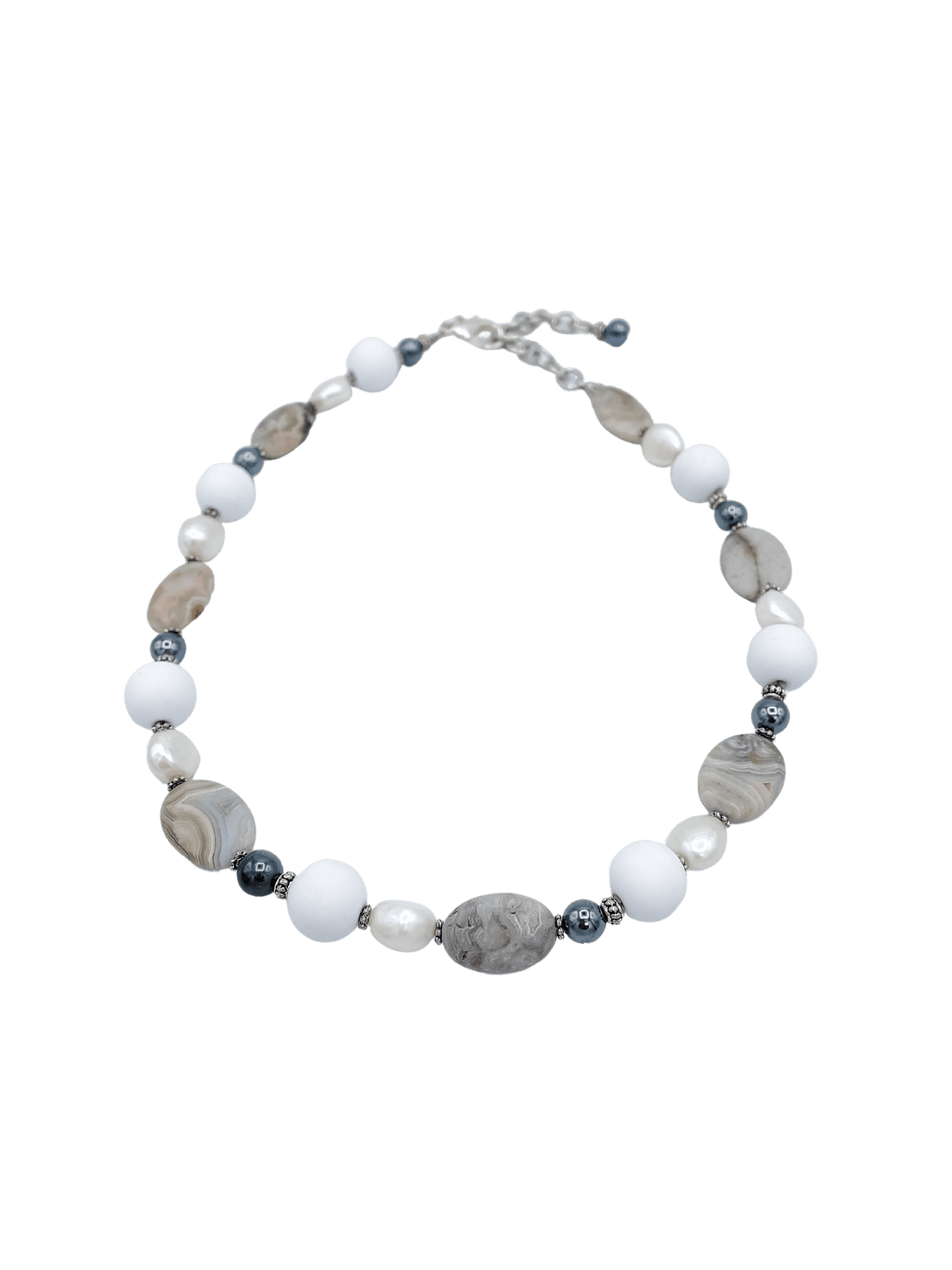 Necklace with Stones, Pearls, and Beads