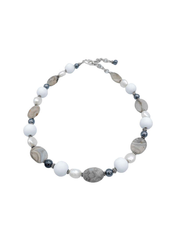 Necklace with Stones, Pearls, and Beads