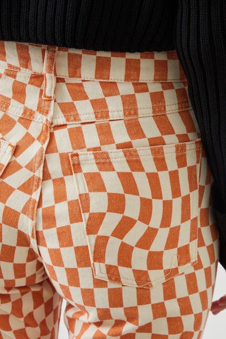 Orange and Ecru Checkered Jeans
