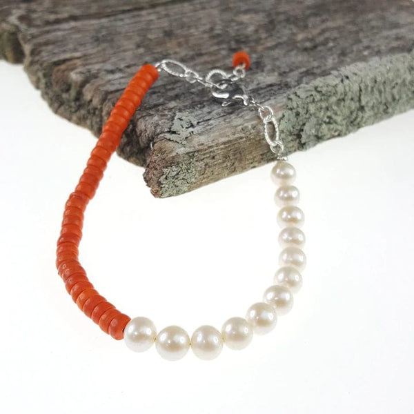 Orange Bliss Women's Stone and Pearl Bracelet
