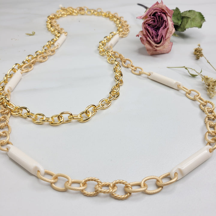 Handmade Necklace with Vintage Italian Ivory Bakelite Elements