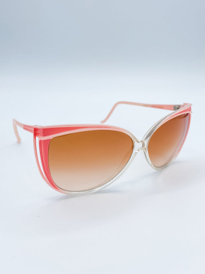 Oversized Cat Eye Style French Vintage Sunglasses Cream