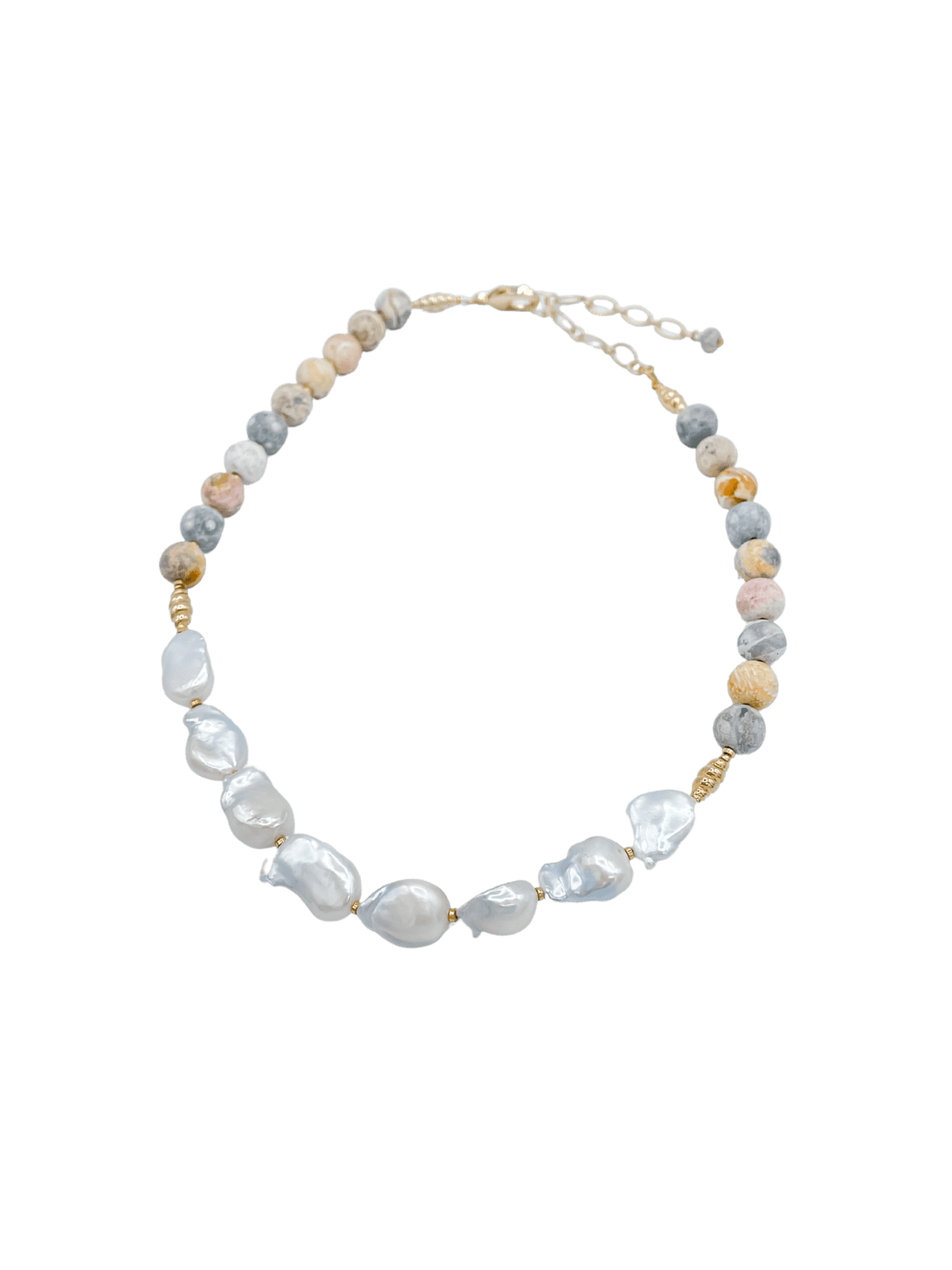 Pearl and Natural Jasper Stones Necklace