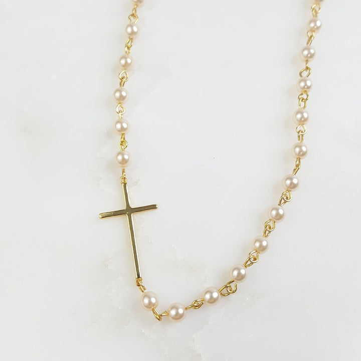 Pearl Necklace with Cross
