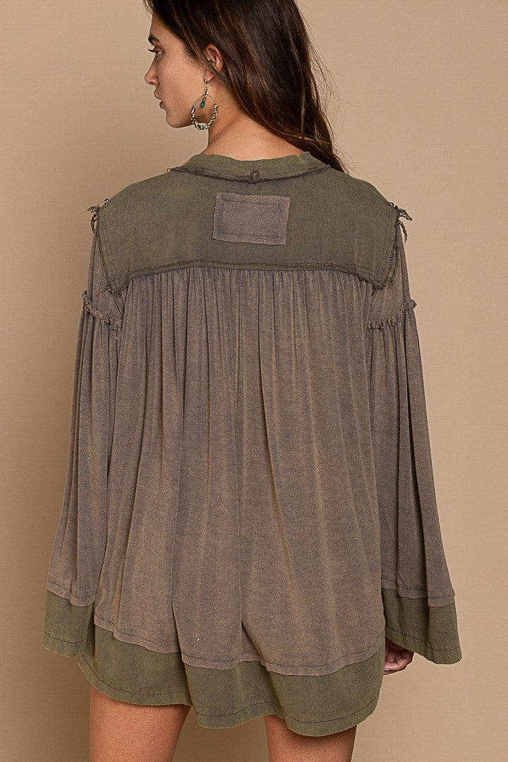 POL Clothing Open Cardigan with Stud Detailing on Chest