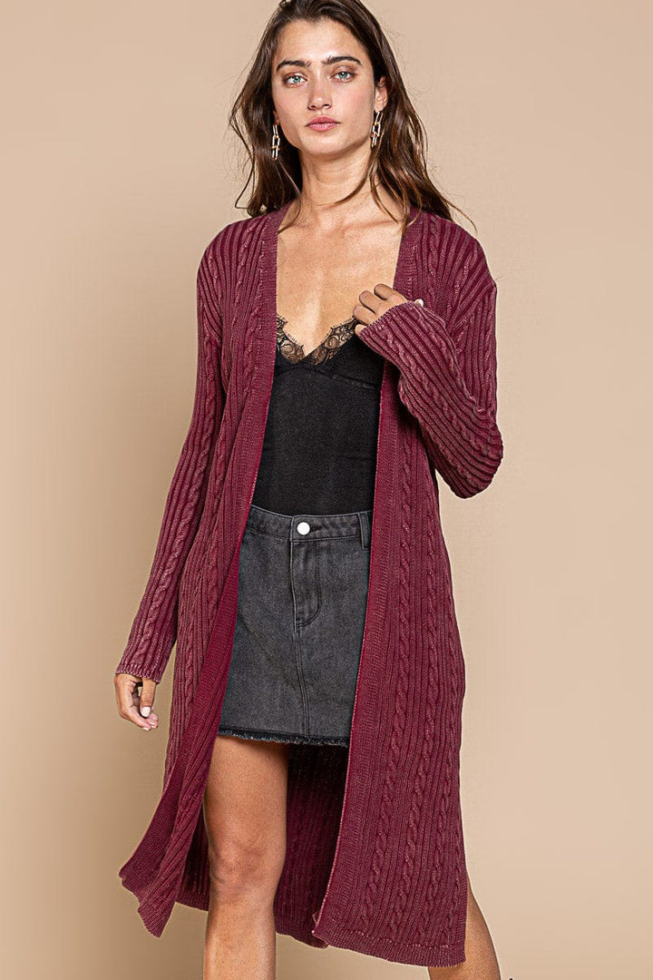 POL Clothing Vintage Vibe Cable Knit Long Cardigan