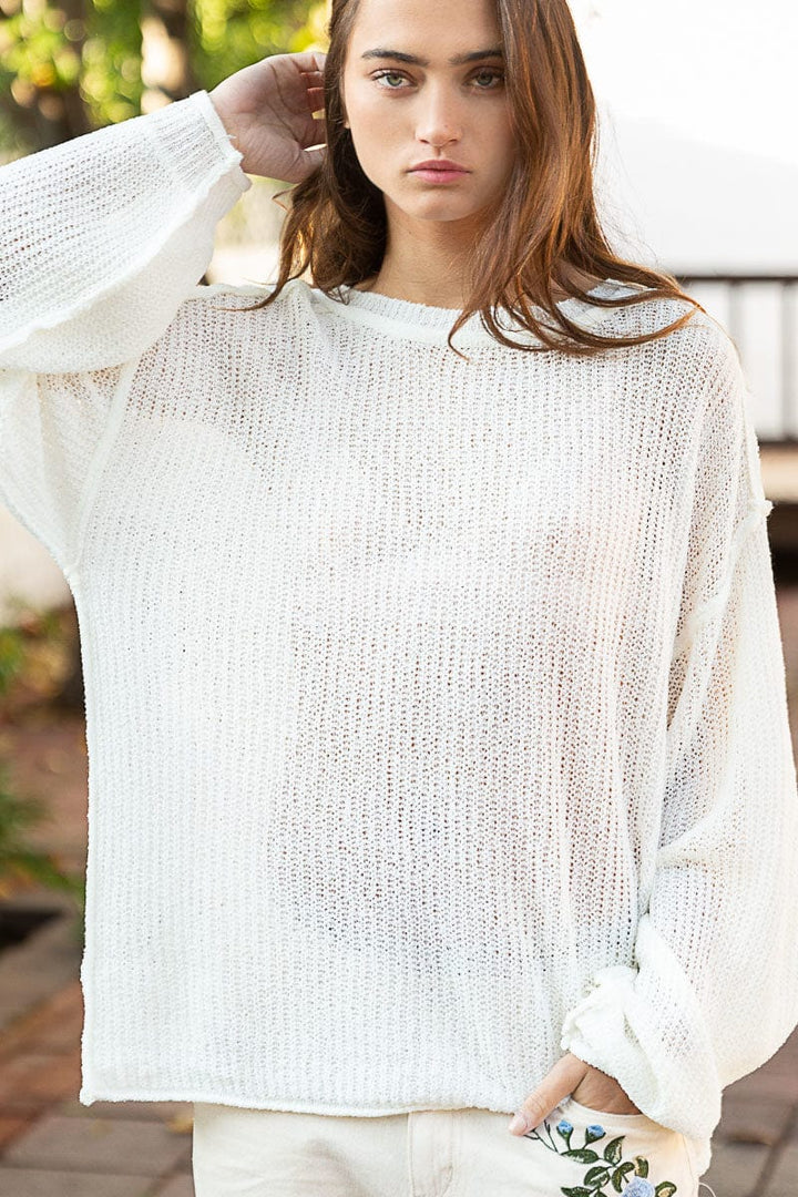 POL Round Neck, Out Seam Detail, featured in Thin Sweater.