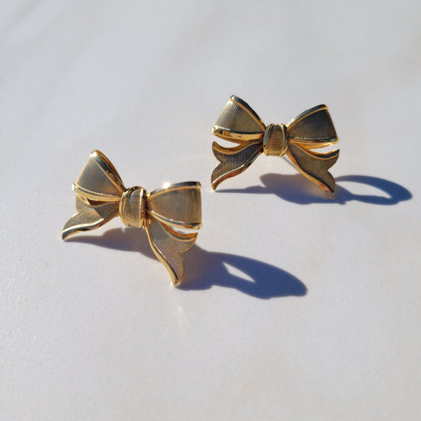 Positively Yours Vintage Gold Bow Stud Earrings