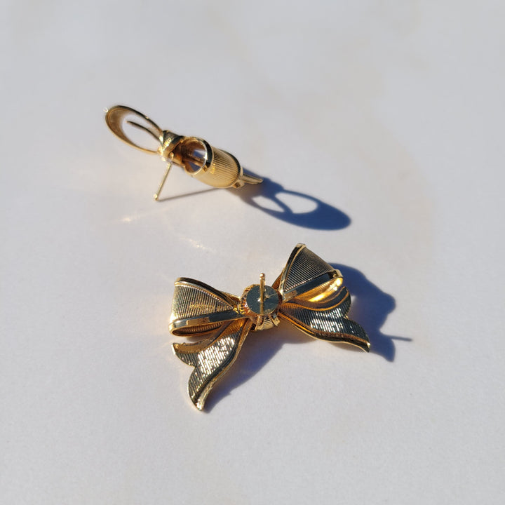Positively Yours Vintage Gold Bow Stud Earrings