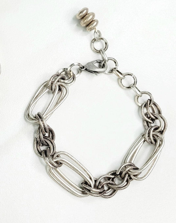 Ramone Mixed Cable Chain Bracelet in Antique Silver