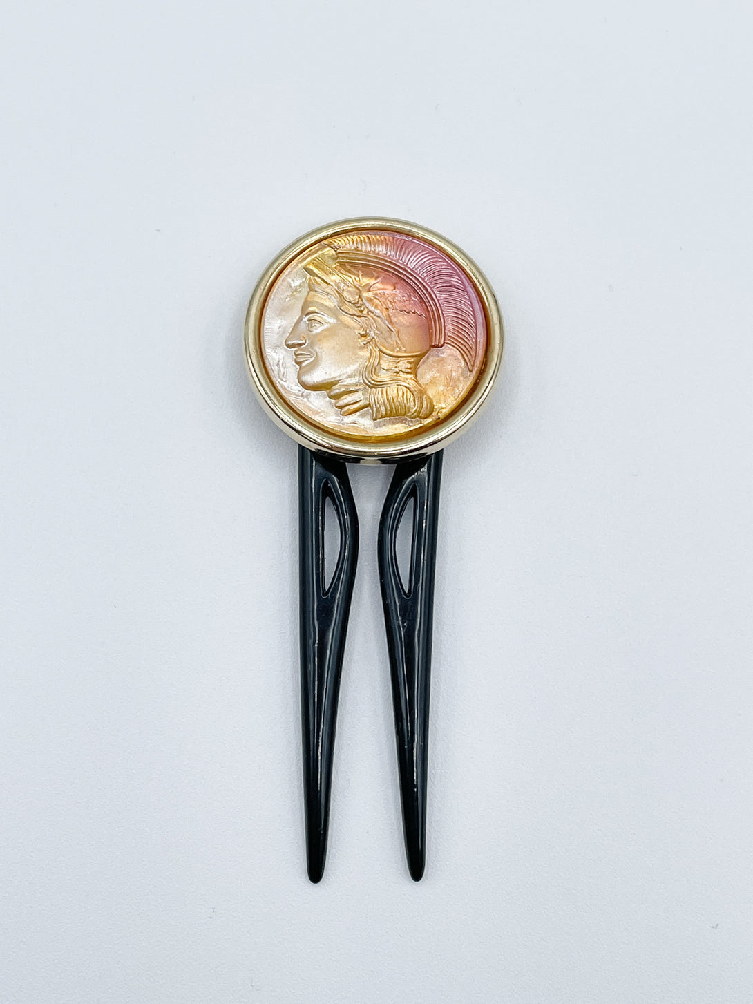 Rare Vintage Italian Roman Emperor Ombré Coin Hair Forks (Set of 2)