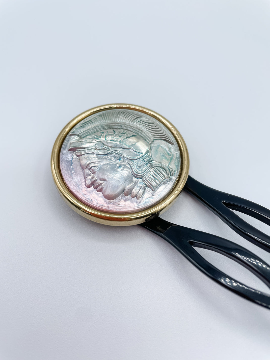 Rare Vintage Italian Roman Emperor Ombré Coin Hair Forks (Set of 2)