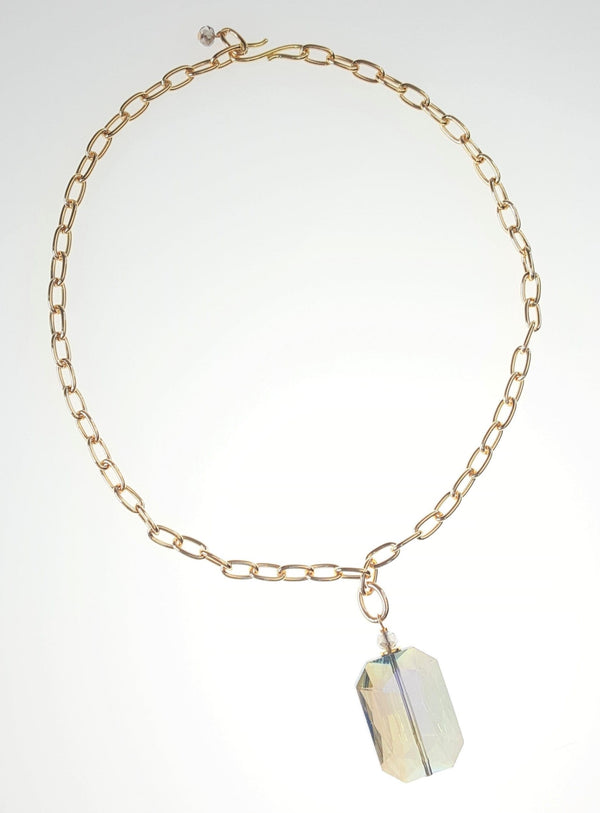 Riviera Necklace Gold Chain with Large Crystal Accent