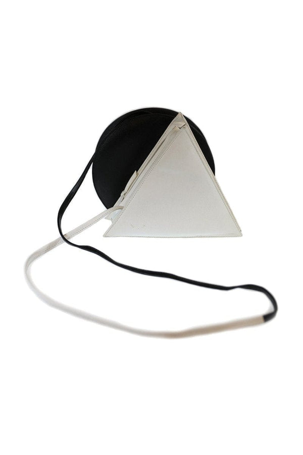 Safi Vintage Black and White Triangle Circle Handbag