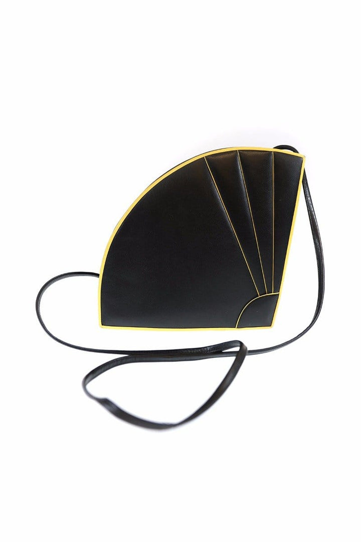 Safi Vintage Black and Yellow Fan Handbag