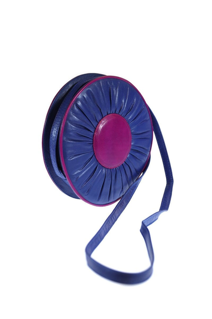 Safi Vintage Blue and Fuchsia Double Circle Handbag