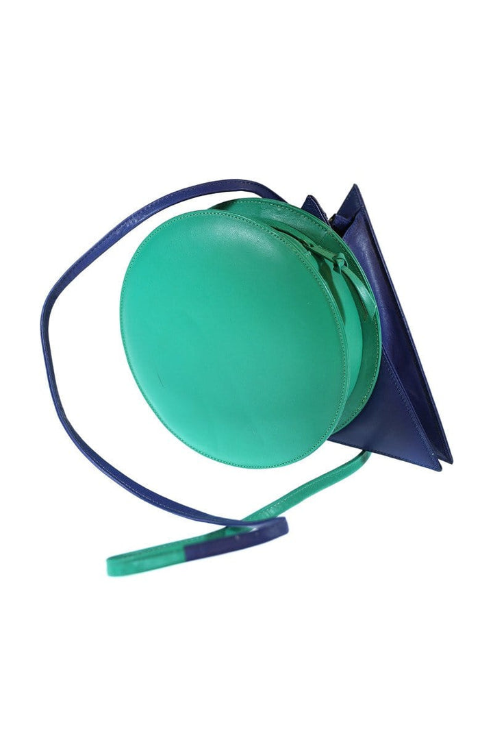 Safi Vintage Green and Blue Triangle Circle Handbag