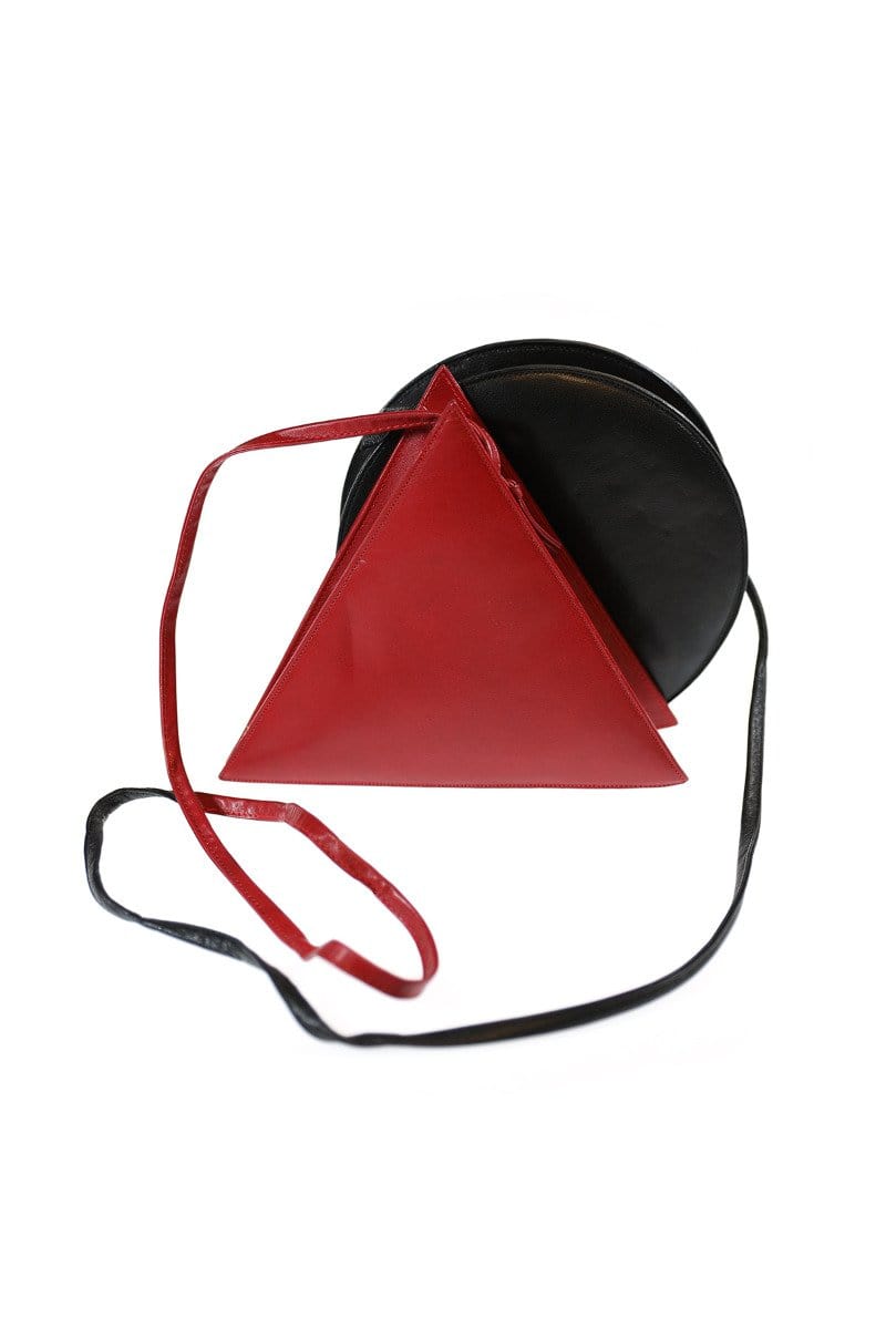 Safi Vintage Red and Black Triangle Circle Handbag